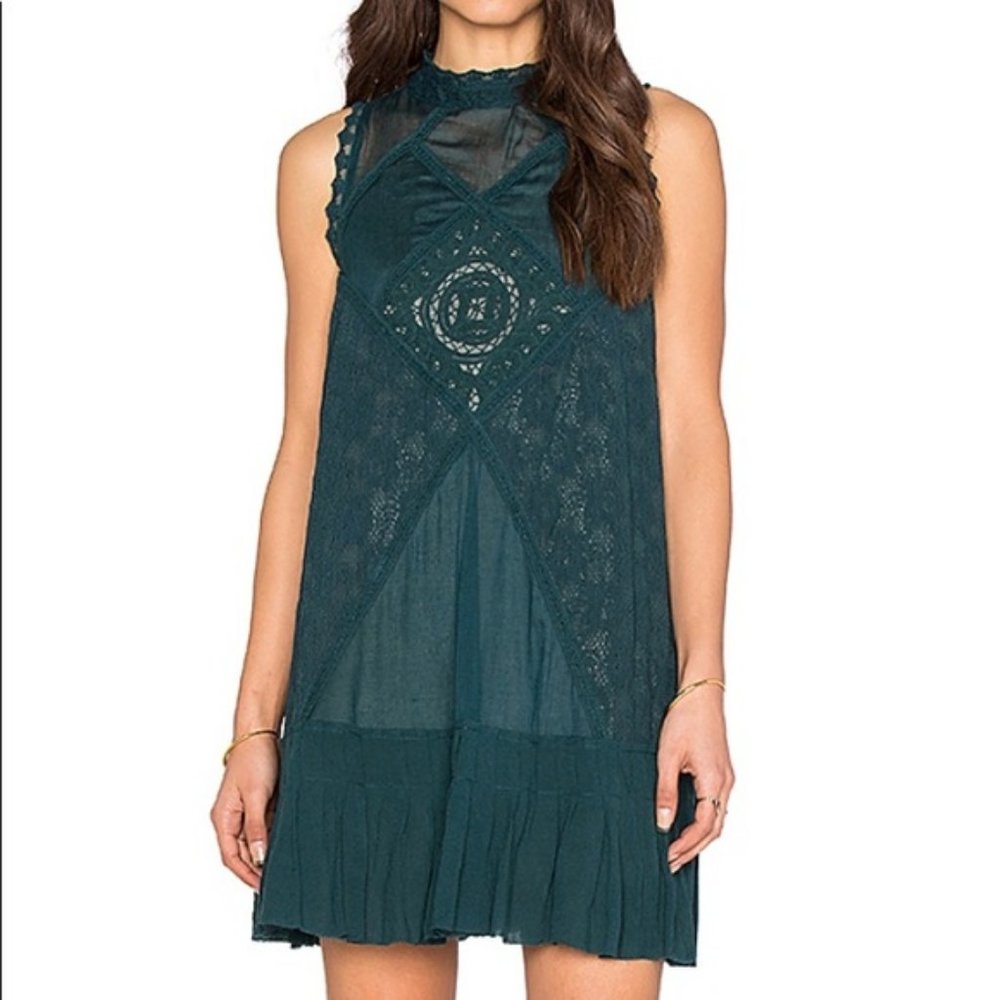Free People Angel Lace Dress, XS, Green